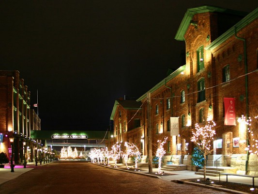 Distillery District at Night in the most diverse city in Canada