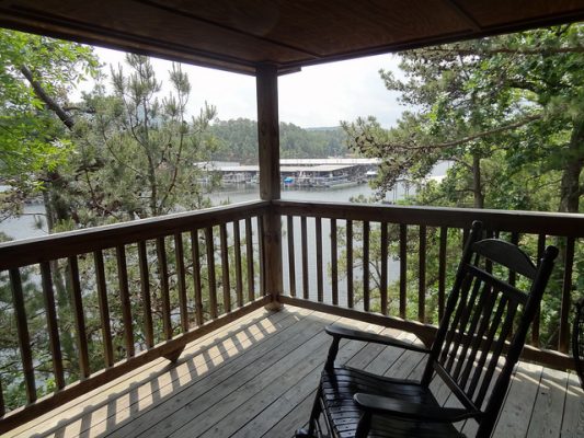 There's no better way to relax than sitting on the porch looking out over the water. Photo courtesy Mountain Harbor