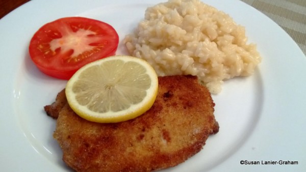 Schnitzel and rice