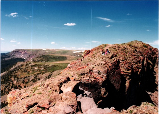 My son, 6 at the time, sits with his 8-year-old cousin on the Devil's Causeway in Colorado