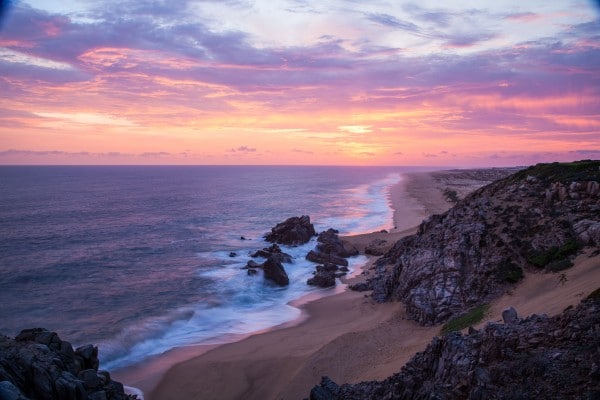 Coastline at Quivira Golf Club at sunset
