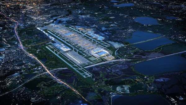 London's Heathrow Airport at night