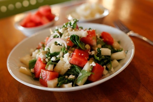 Seasonal Watermelon Salad from Sauce Pizza + Wine. Photo courtesy Sauce Pizza + Wine
