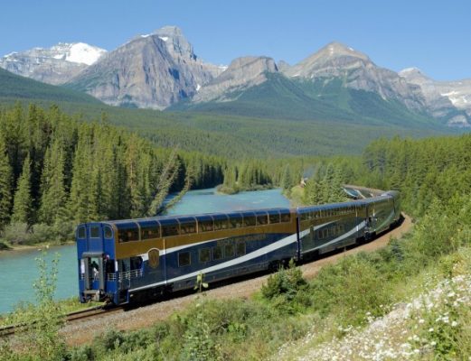 Rocky Mountaineer passes through the Canadian Rockies