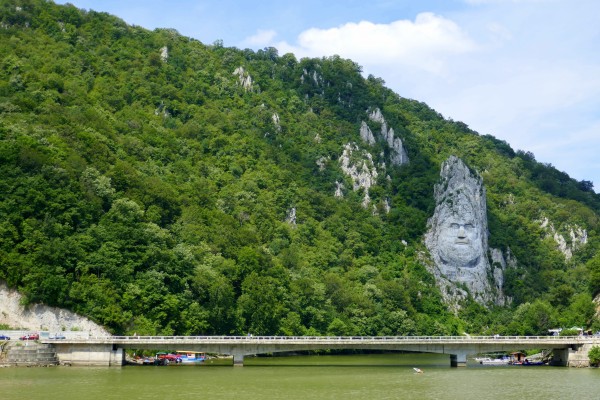 Rock sculpture of Decebalus, the last king of Dacia along the Danube river. Balkan tours