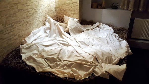 Latvia Sauna - Hay and Grass Resting Bed at Beer SPA in Riga. Photo by Ann Randall.