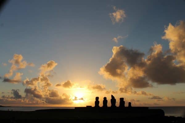 Sunset at Tahai Archeological Complex on Easter Island. Photo by Vickie Lillo
