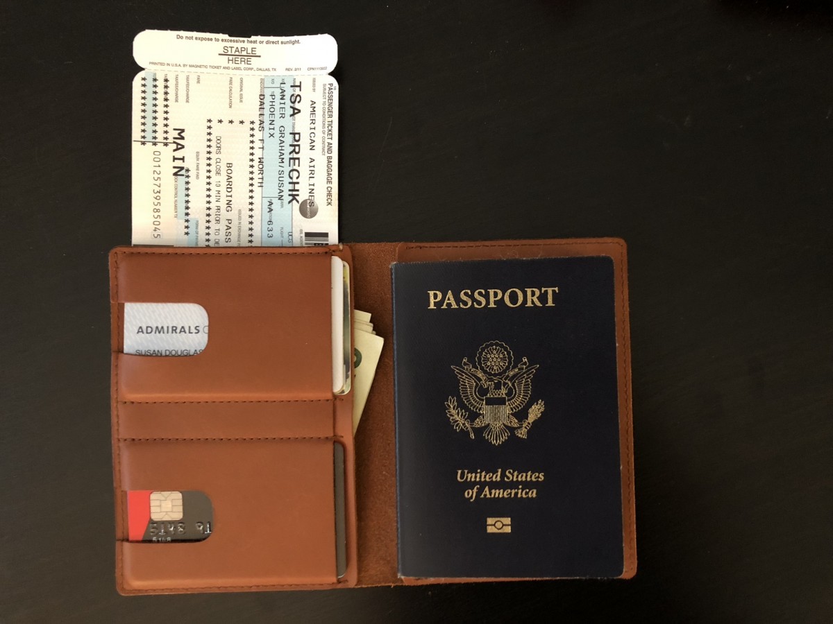 Passport Wallet open Cognac SLG