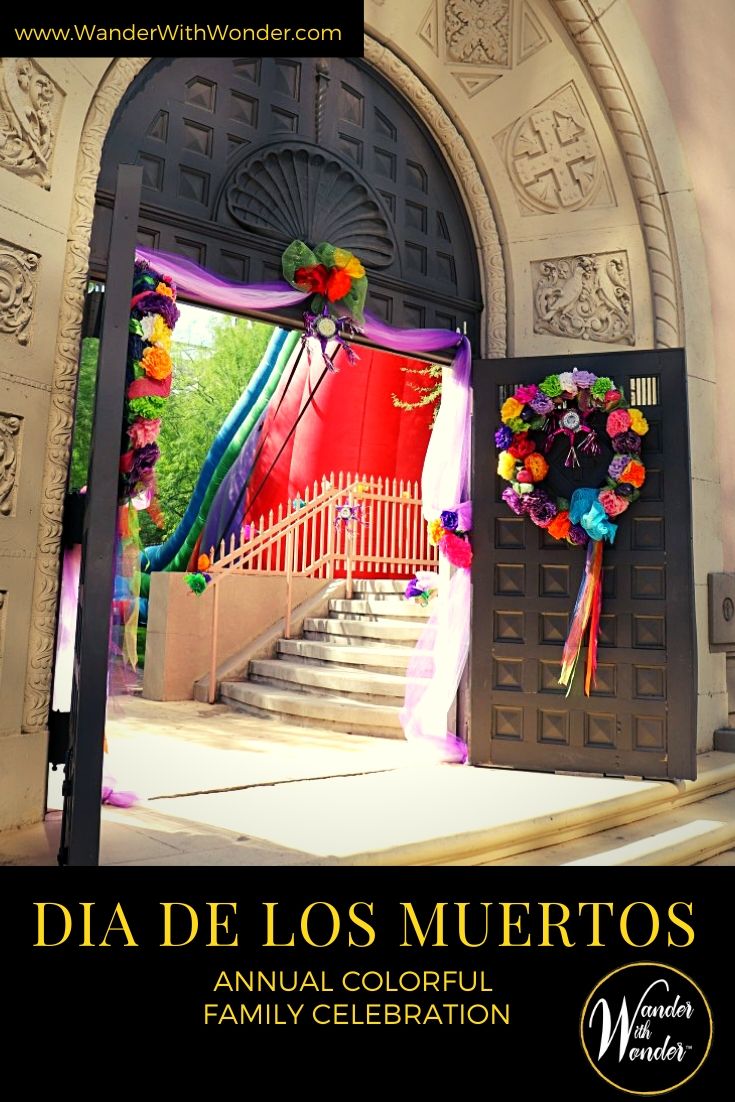 Put aside your fear of death, skeletons, and skulls, because Dia de Los Muertos (Day of the Dead in English) at historic St. Mary’s Basilica in central Phoenix each November is full of joy, colorful art, and family tradition. #DiaDeLosMuertos #DayoftheDead #Phoenix #Art #Culture #Hispanic