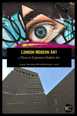 London is one of the world’s important art centers. The visual and performing arts thrive in the city. Modern art lovers enjoy a dynamic scene in galleries, museums, and neighborhoods. These are five of our favorite places to experience London modern art. #London #ModernArt #Art #StreetArt #England
