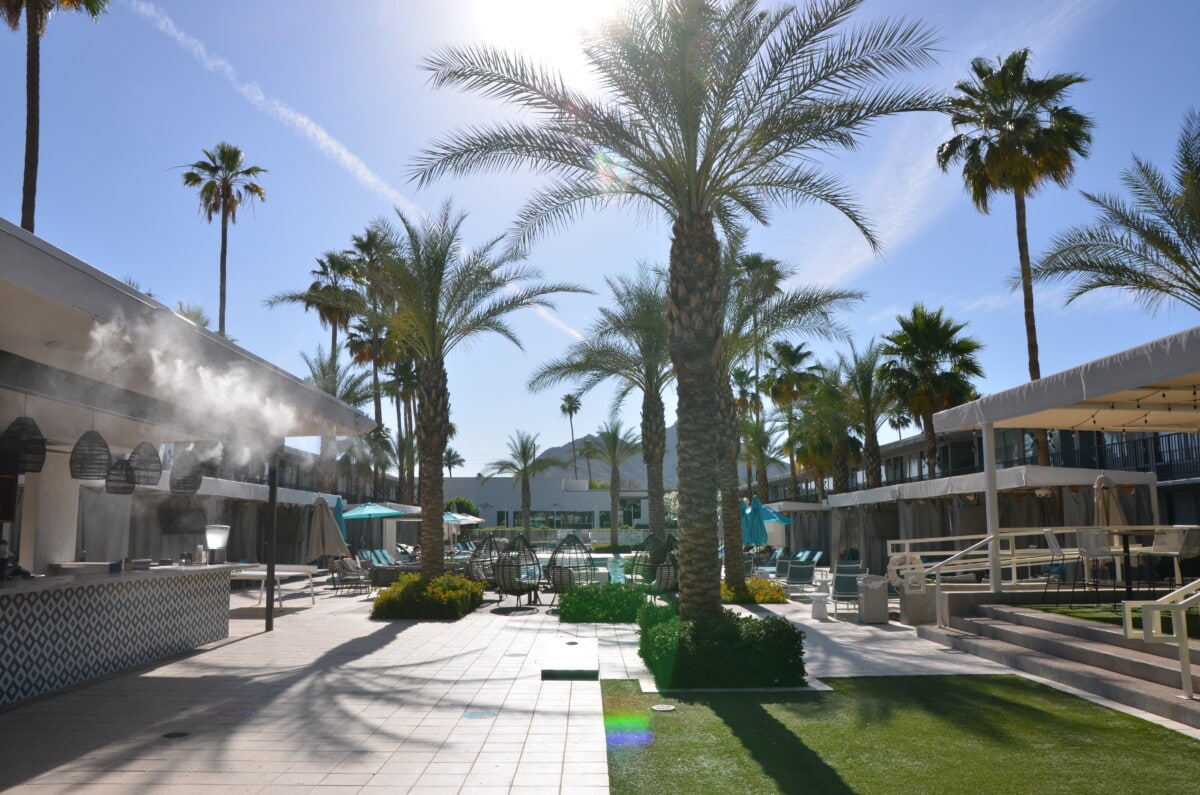 Pool bar and lawn area at Hotel Adeline. Photo by Teresa Bitler.