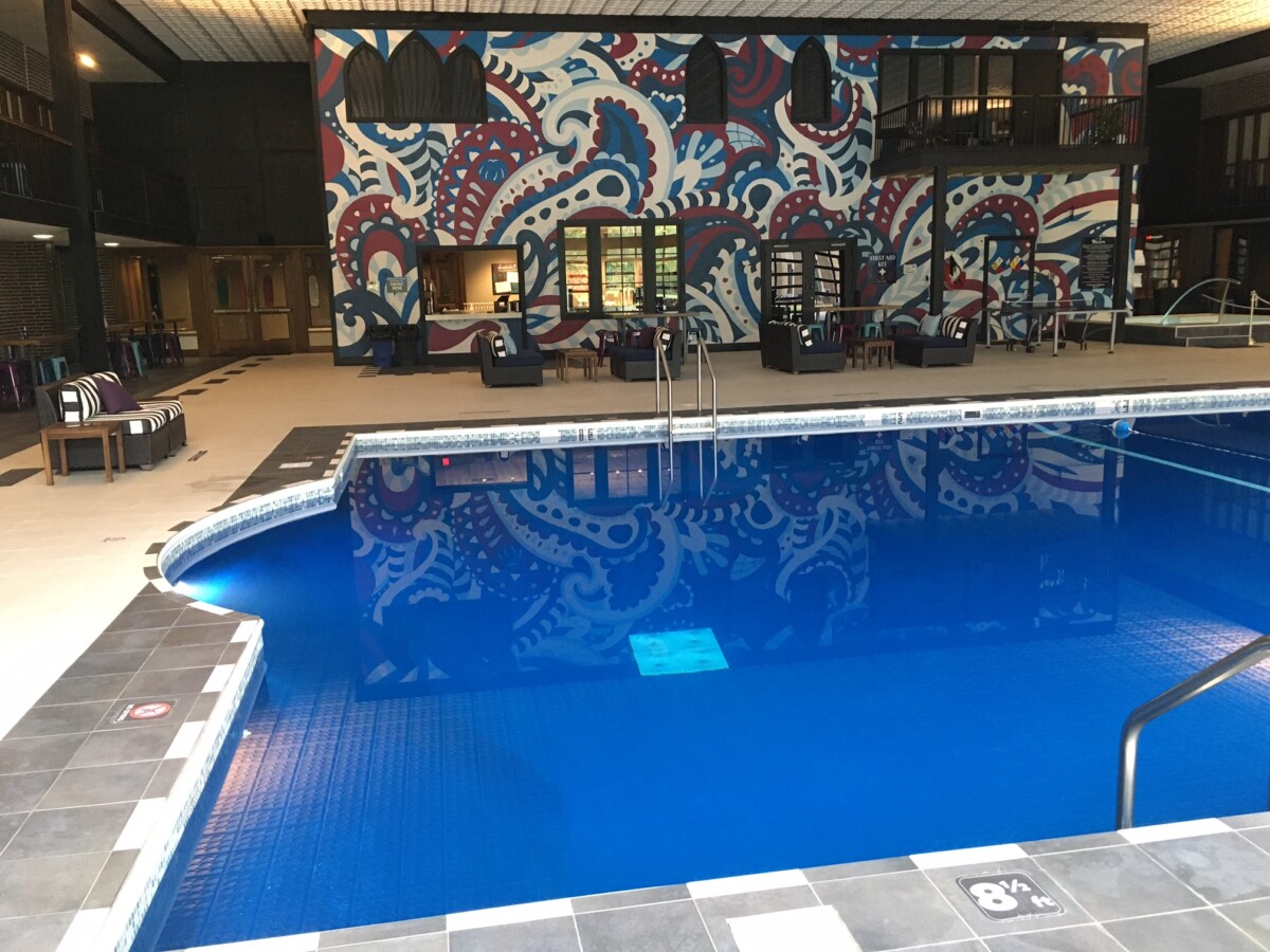 A massive psychedelic mural near the indoor pool. Photo by Lisa Waterman Gray