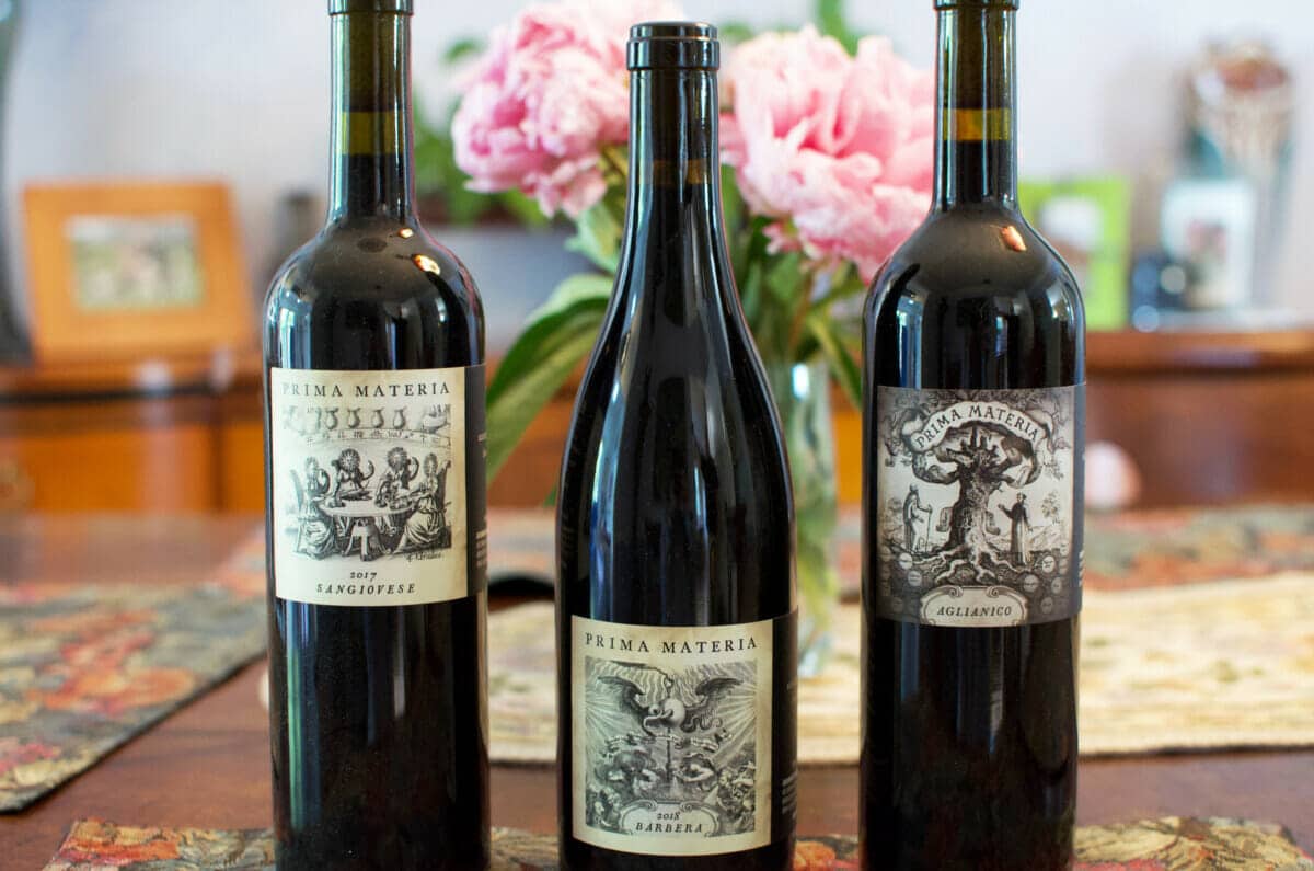 Three bottles of Prima Materia Wines Prima Materia Boutique Winery