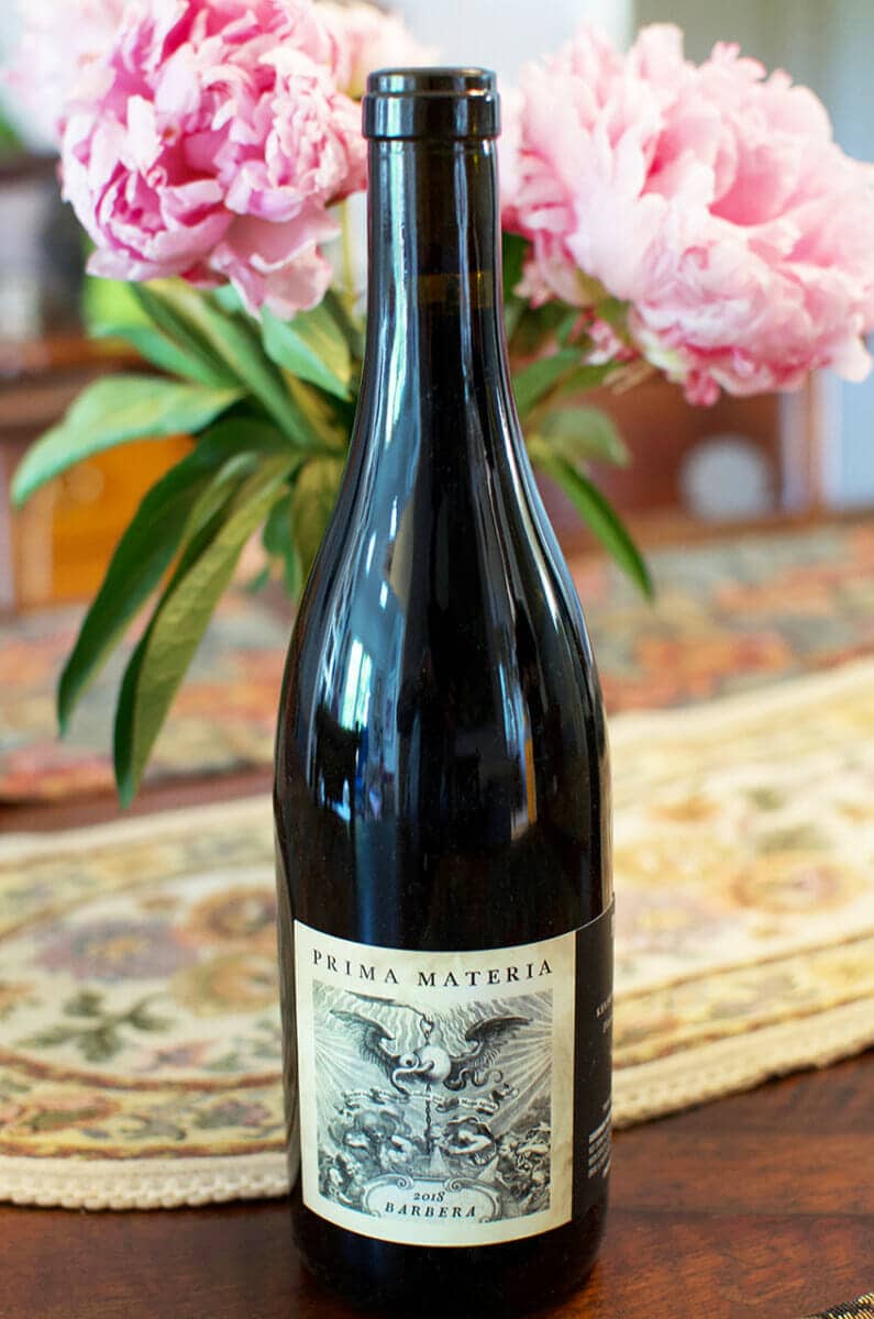 Wine bottle on a table Prima Materia Boutique Winery