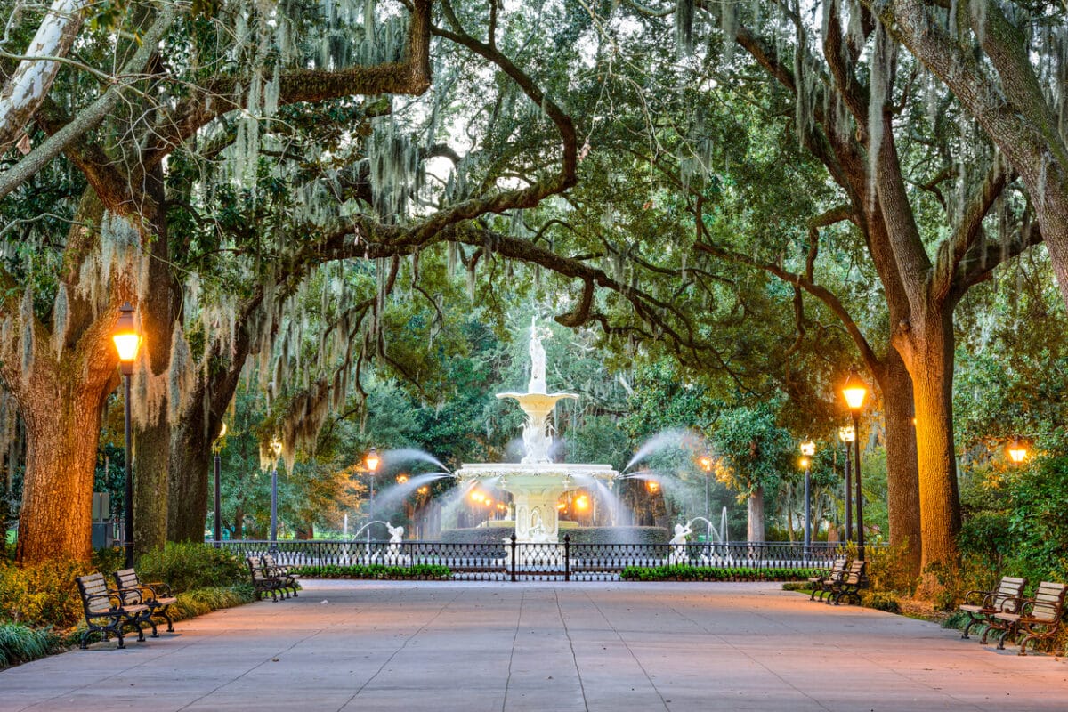 Savannah, Georgia, USA at Forsyth Park Fountain. Photo by SeanPavonePhoto via iStock by Getty Images