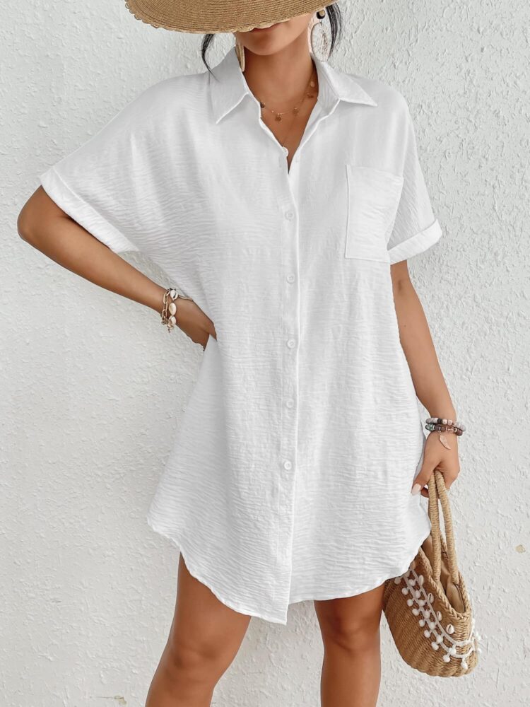 girl wearing a white beach cover-up
