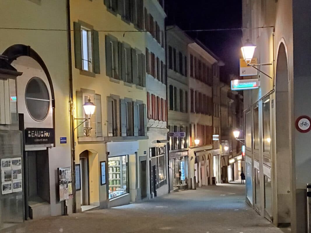 The streets of old town Lausanne.