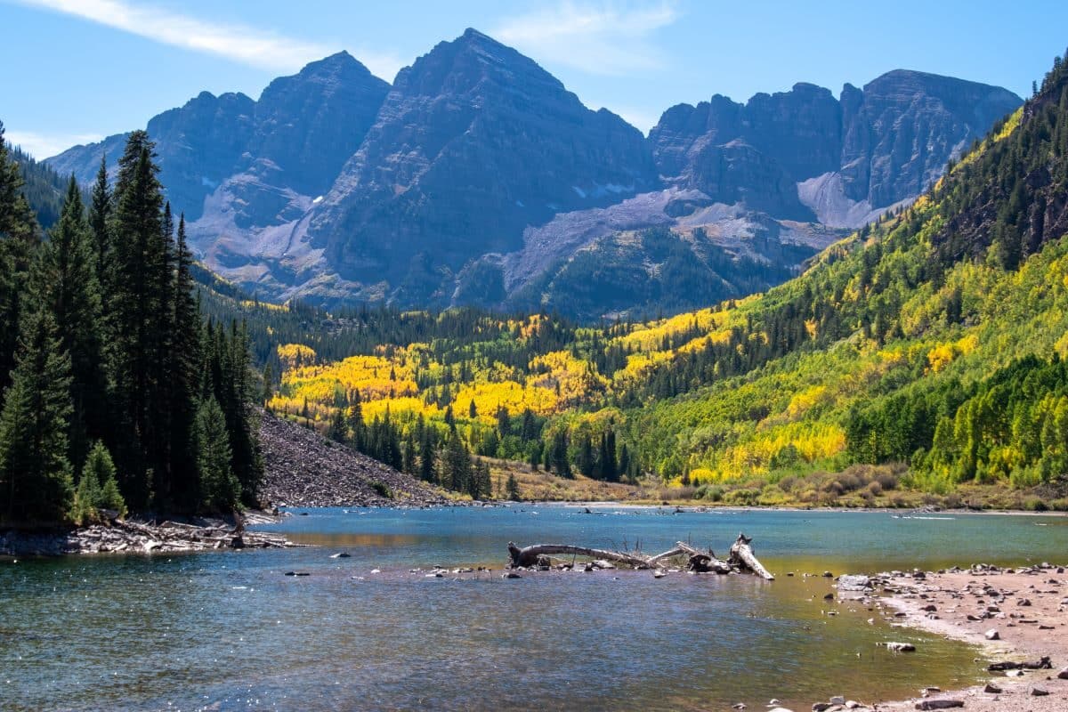 Maroon Bells. Fall in the Colorado Rockies. A great place for western slope budget travel.