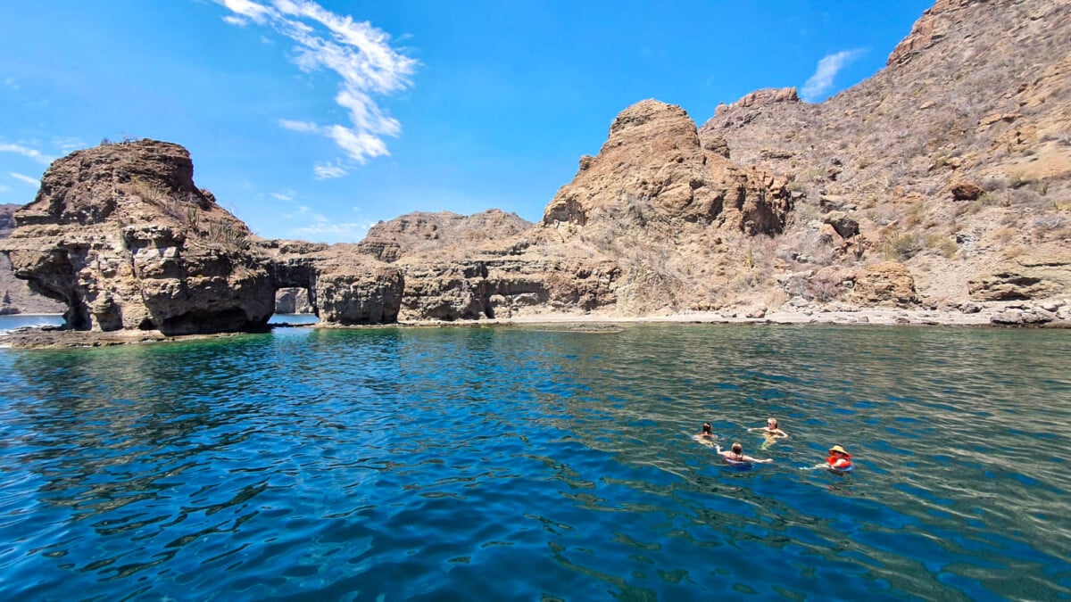 Swimming near the islands.