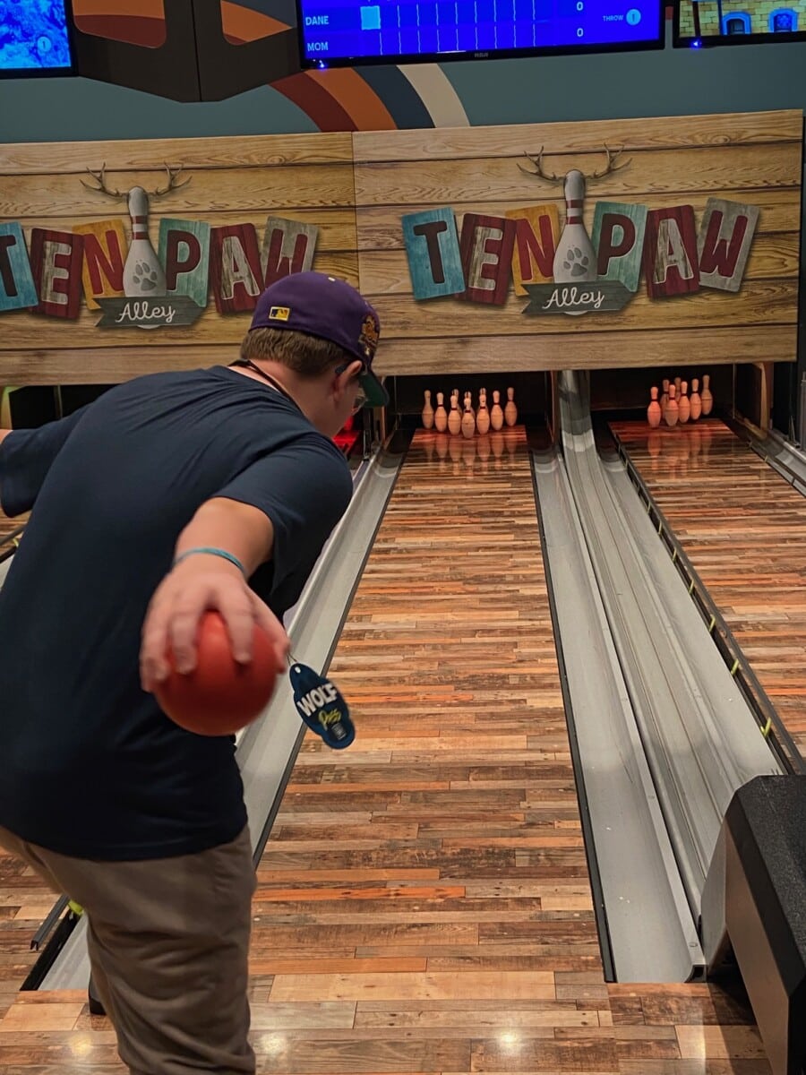 The bowling alley at the Great Wolf Lodge in Arizona.