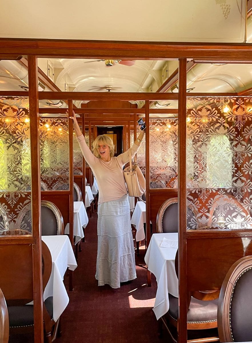 Alyson in the Vista Dome car.