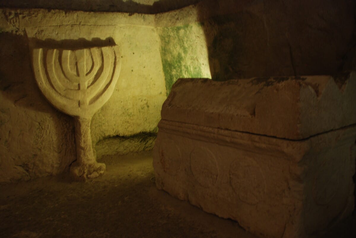 Inside a catacomb at Bet Shearim National Park.