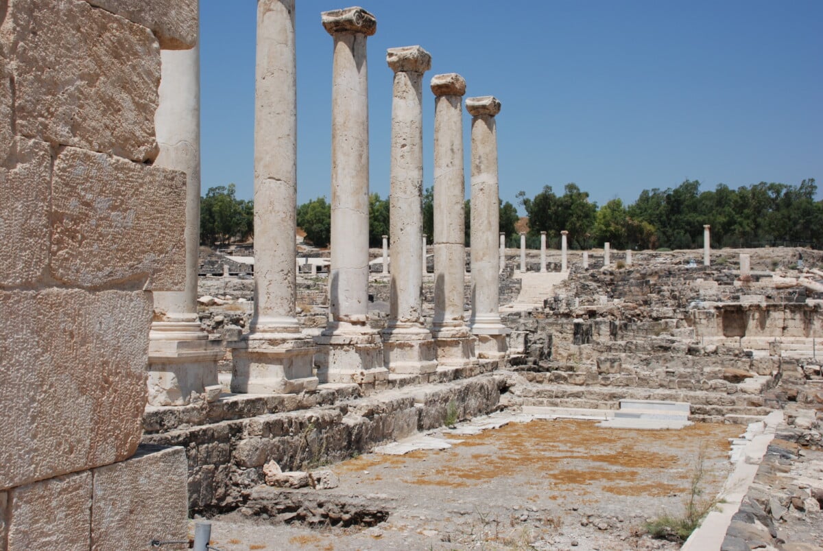 Roman columns at Bet She'an National Park in Northern Israel.