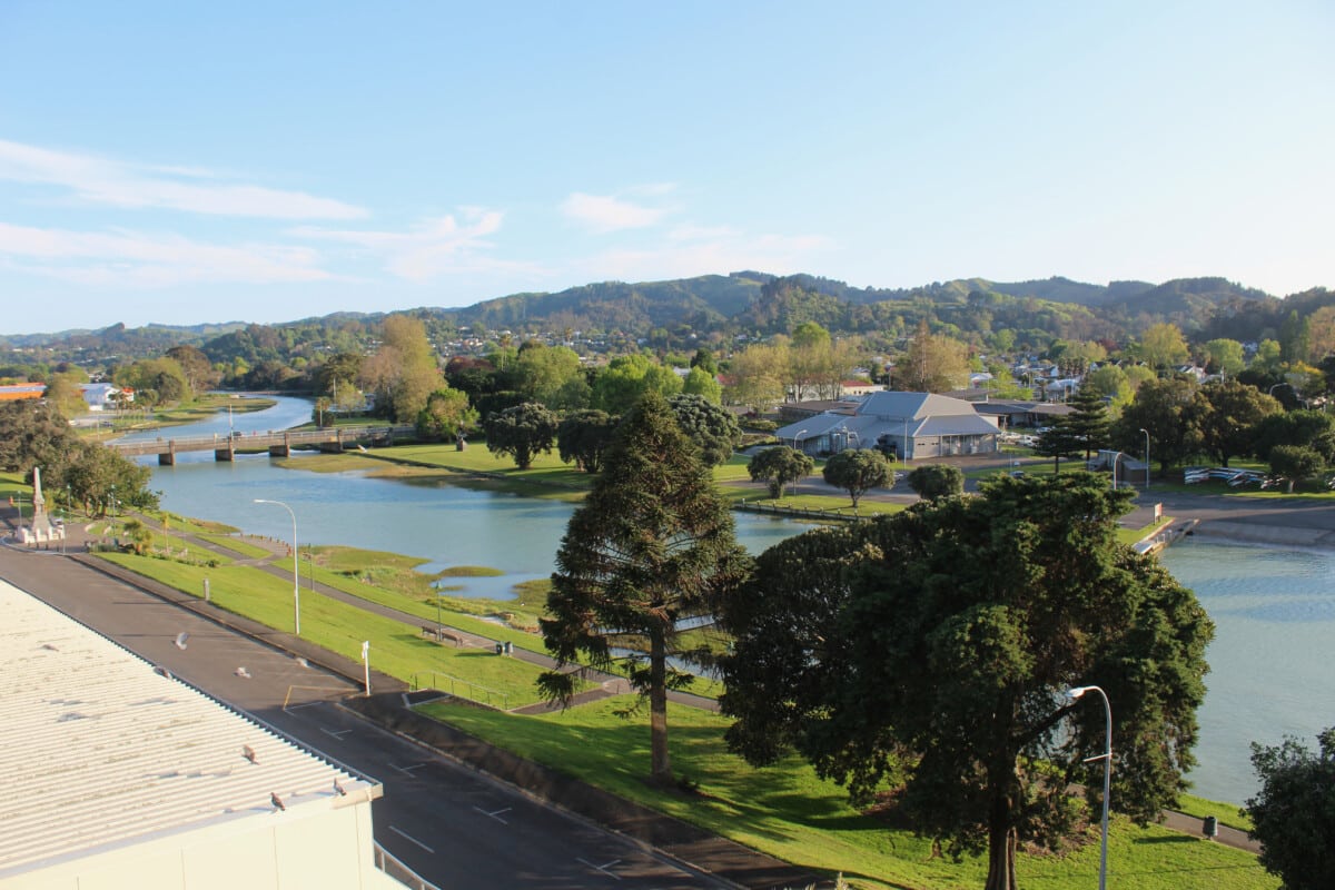 Exploring New Zealand 8 The view from our room at the Emerald Hotel in Gisborne.