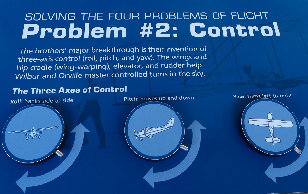 Aviation History in North Carolina, Three Axes of Control.
