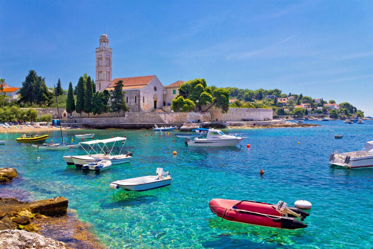 Turquoise sea of Hvar Island, Croatia.