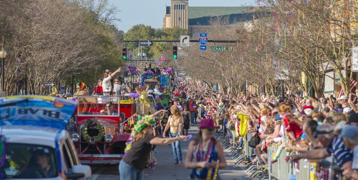 Mardi Gras Parade during a winter getaway in Pensacola, Florida.