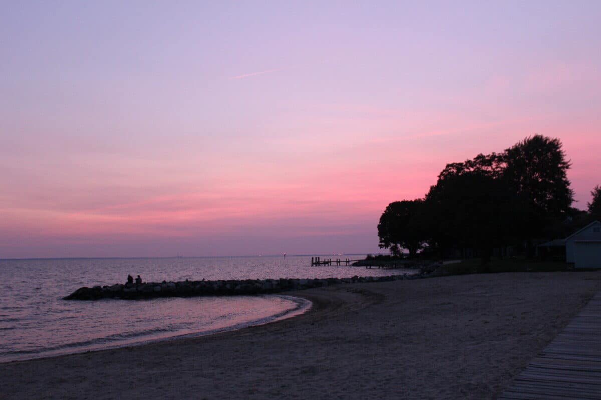 A walk along the waterside at sunset is a highlight of visiting Rock Hall. There are several good restaurants too.