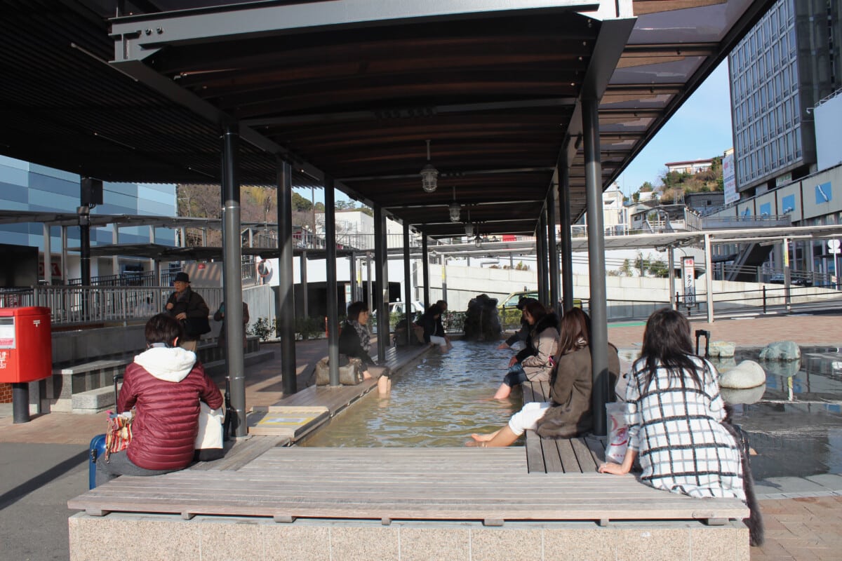 This free hot springs foot-soaking bath is free to the public right outside of the Atami Train Station. I enjoyed giving the bath a try on my weary feet. Outdoor explorations in my photo tour of Japan.