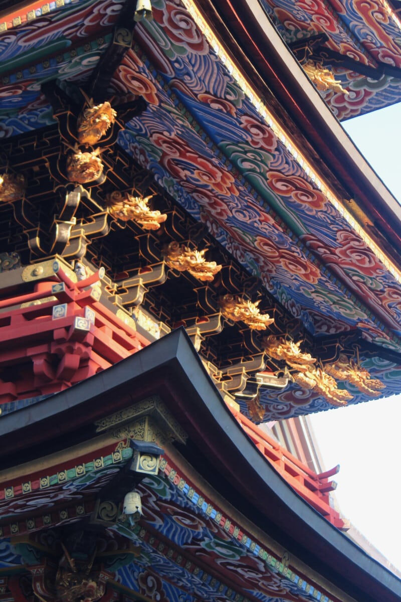 Stunning figurines and painting adorn this Narita temple and many other temples in Japan.