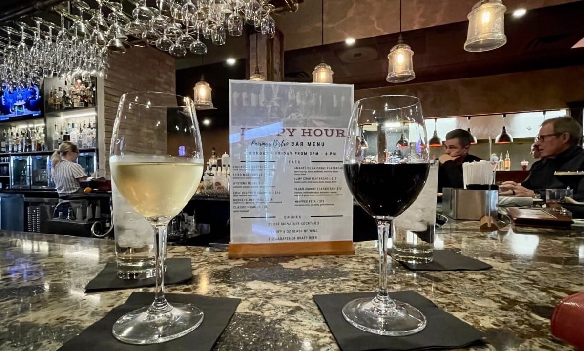 We got the last two seats at the bar for Friday happy hour at Pairings Bistro.