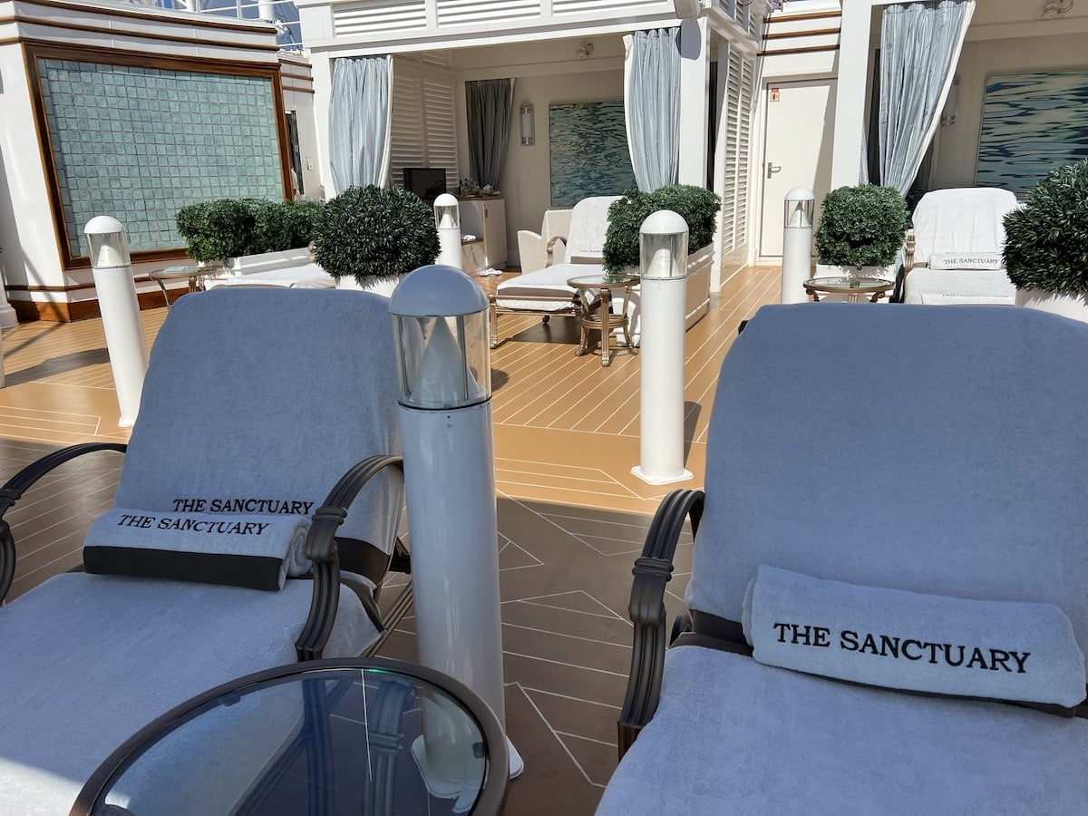 Regal Princess Sanctuary loungers were ideal for spending a day relaxing.
