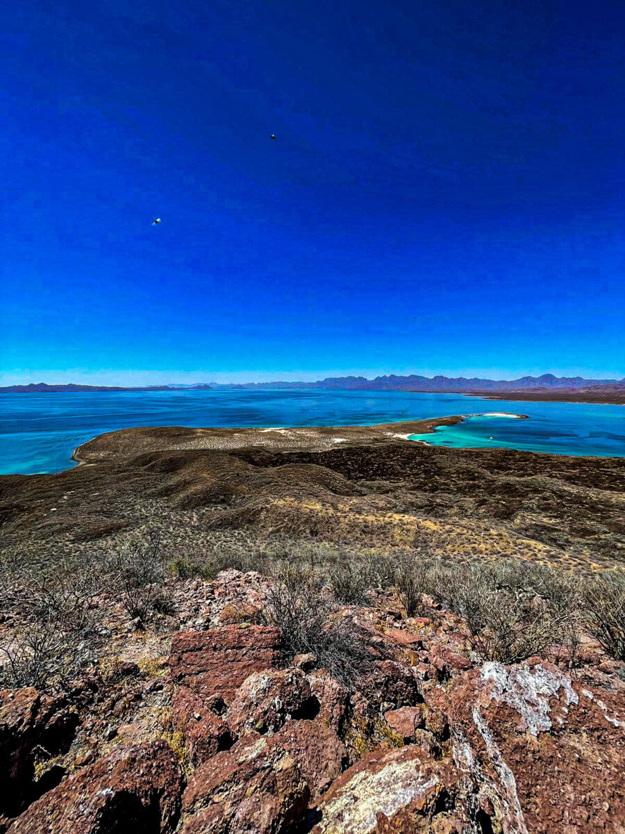 The trio of hikers—Arthur, Helene and Shoshi—made it to the rim of the Coronados Volcano, more than 300 meters (about 1,000 feet) above Bahía de Loreto. "Incredible," is how photographer McMahon described the view. Photo by Arthur McMahon