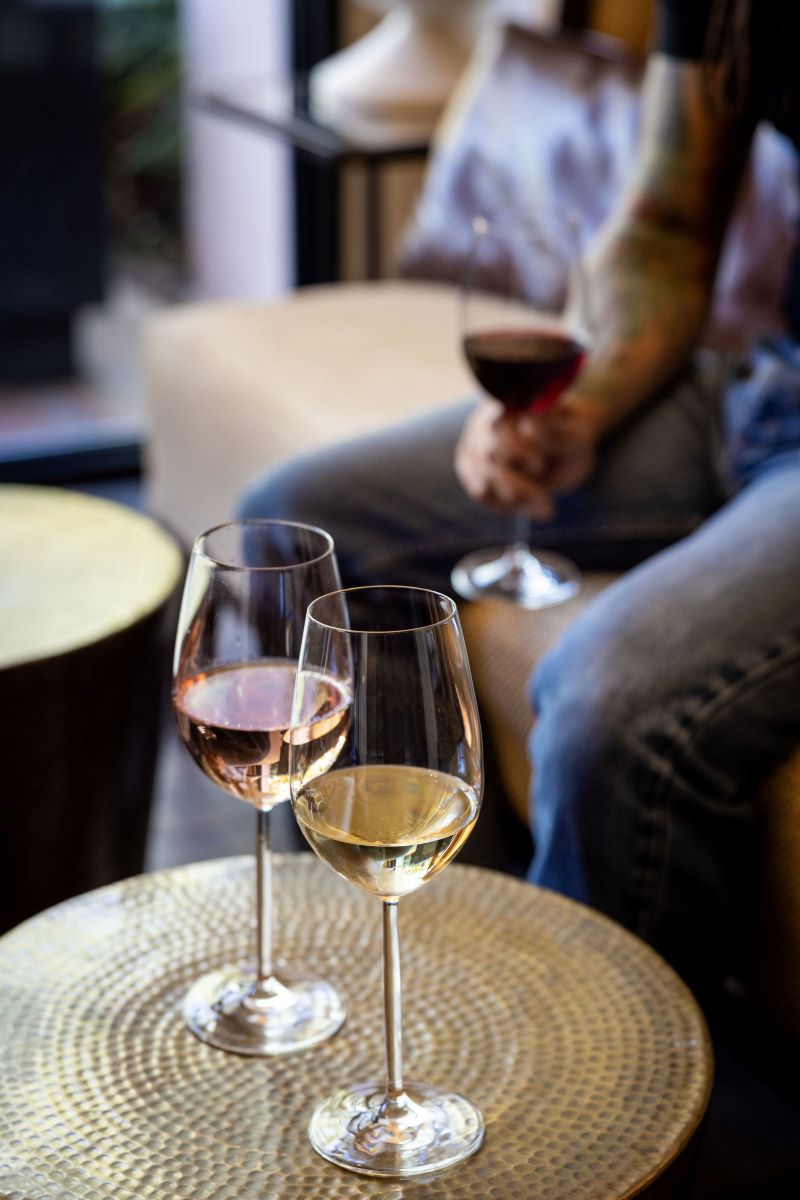 Wine tasting in the lobby at the Fairmont Sonoma Mission Inn & Spa.