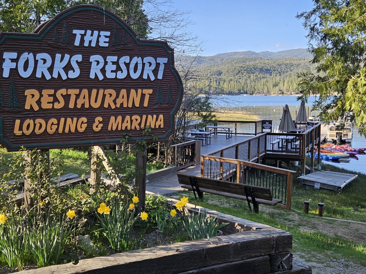 A Journey through Madera County and Yosemite National Park 9 View of the sign at Bass Lake at Forks Resort.