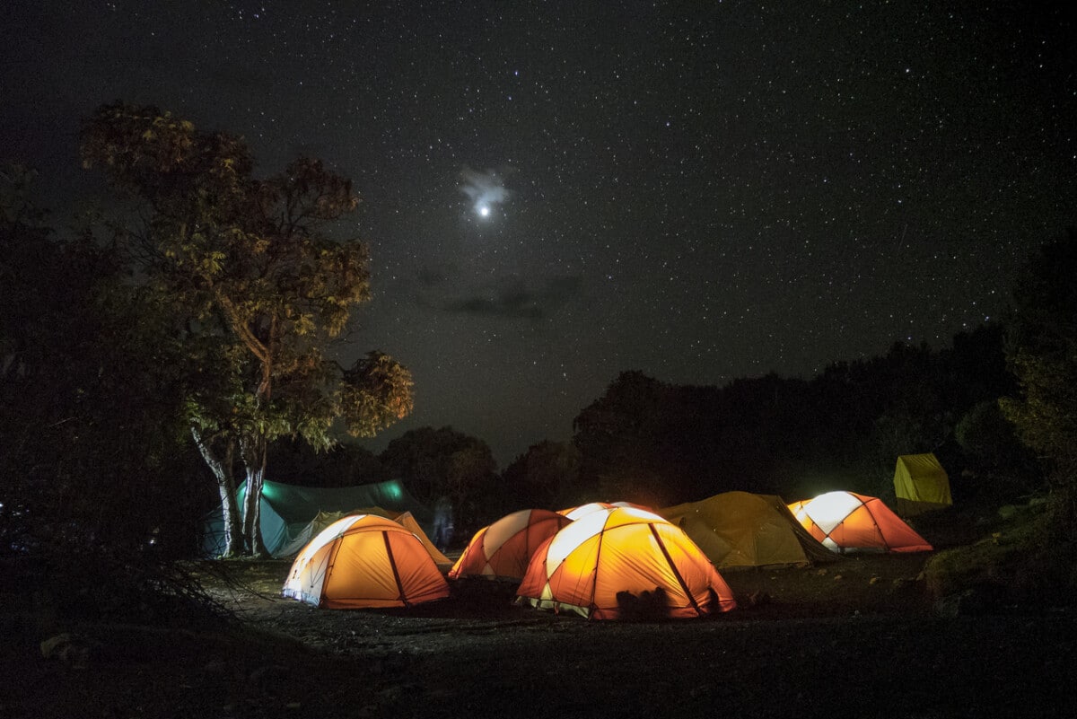 Tents of Kilimanjaro hikers on the Marangu route. Photo by jacek_Sopotnicki via iStock by Getty Images