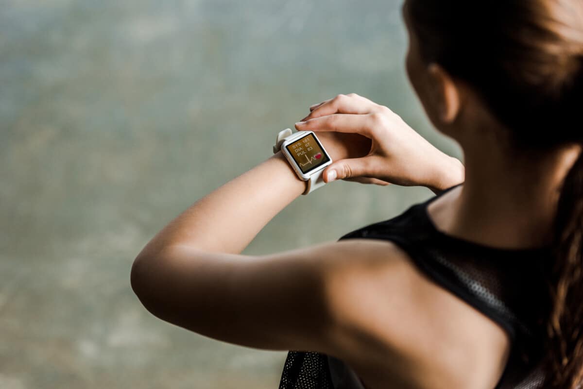 A smartwatch on a woman