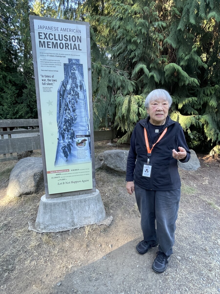 Lilly Kodama at the Bainbridge Island Japanese Exclusion Memorial