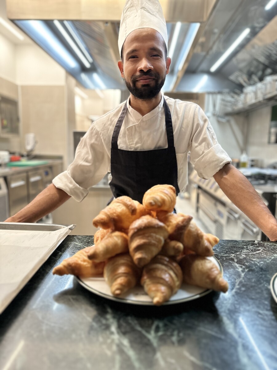 Hotel La Gemma, A Luxury Hotel in Florence 7 Chef with a tray of homemade croissants in Hotel La Gemma, Florence.