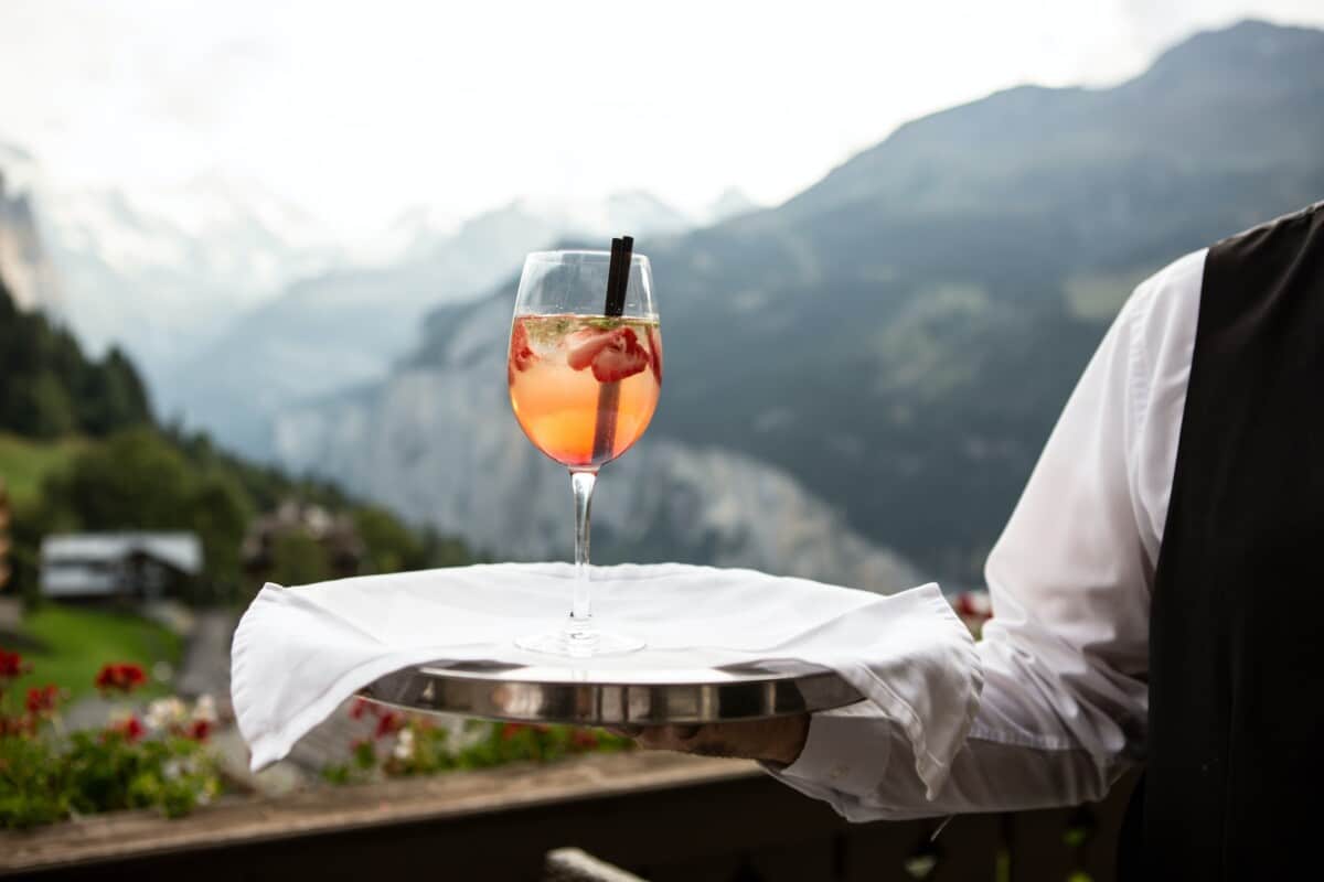 wine glass from a server