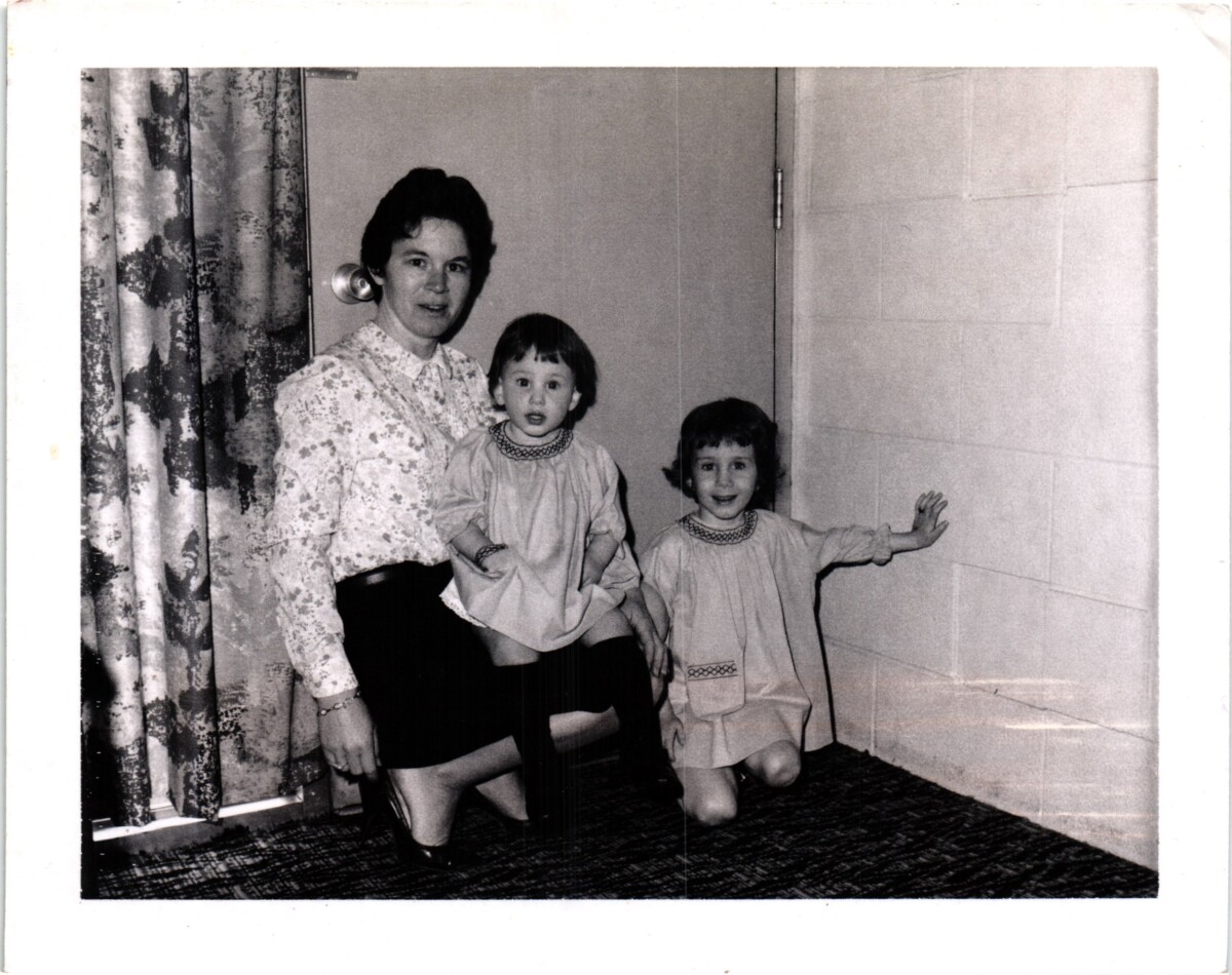 My mom, my sister, and me in a hotel room in early 1967. 