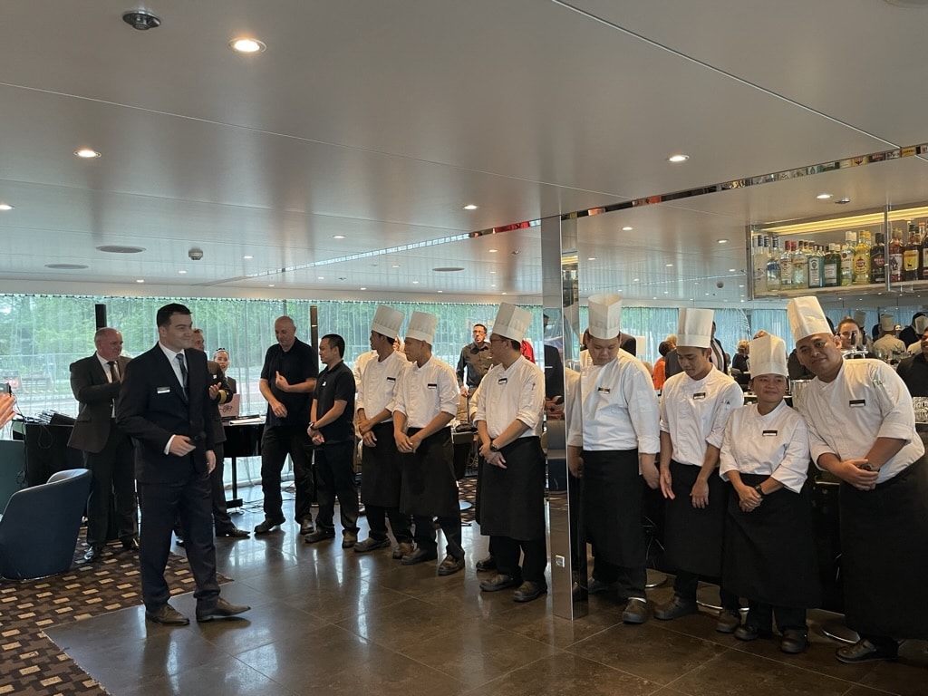 Farewell gala evening included applauding Scenic Opal's dedicated crew. Photo by Dynie Sanderson
