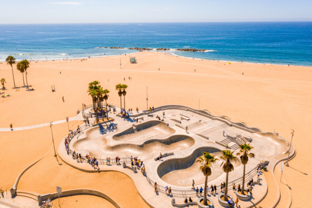 Top Skateboard Parks You Must Visit in Los Angeles 1 Aerial view of Venice Beach Skate Park. Photo by Ingus Kruklitis via iStock by Getty Images