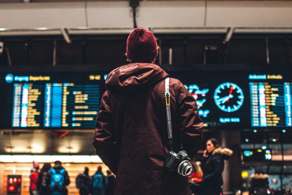 person standing in an airport