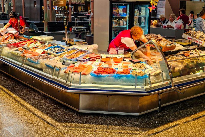 Fish pavilion in Riga Central Market - Riga, Latvia.