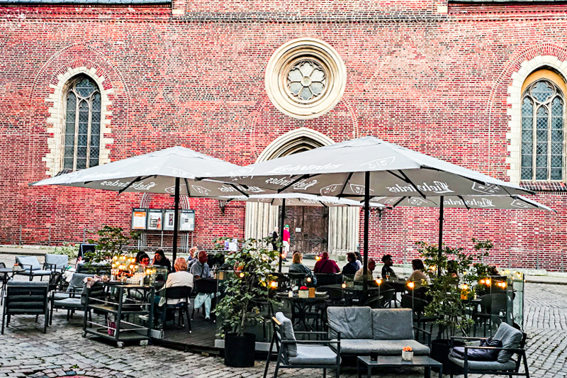 Outdoor dining at B Bar in Old Town Riga.